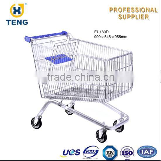 EU style 180L unfolding mesh supermarket rolley