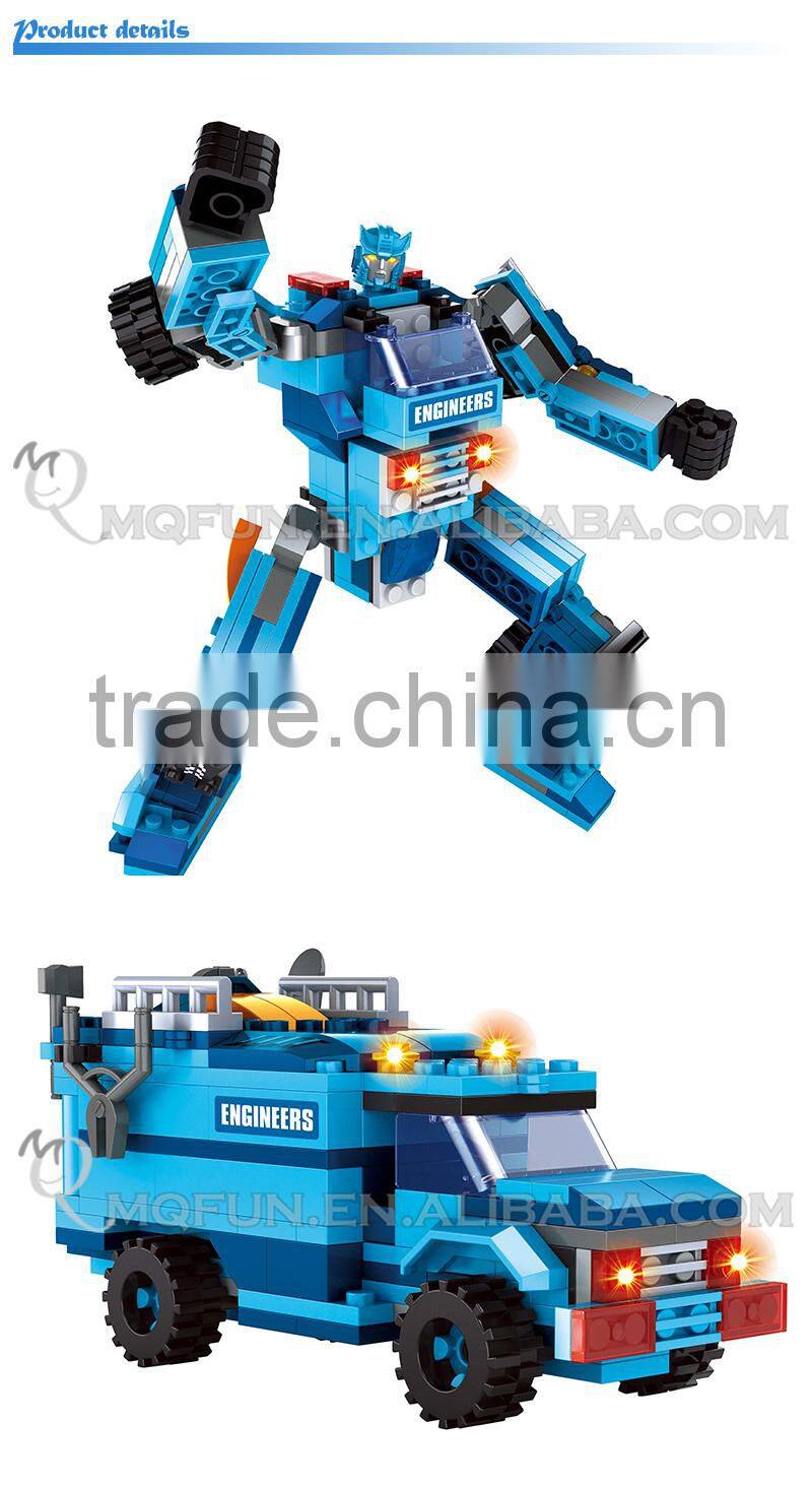 Mini Qute DIY boy 2 in 1 change robot super hero cars action figure plastic building block brick models educational toy NO.25510
