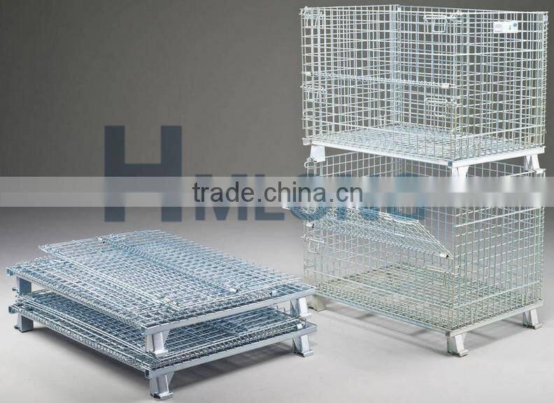 Foldable collapsible steel storage wire mesh pallet container
