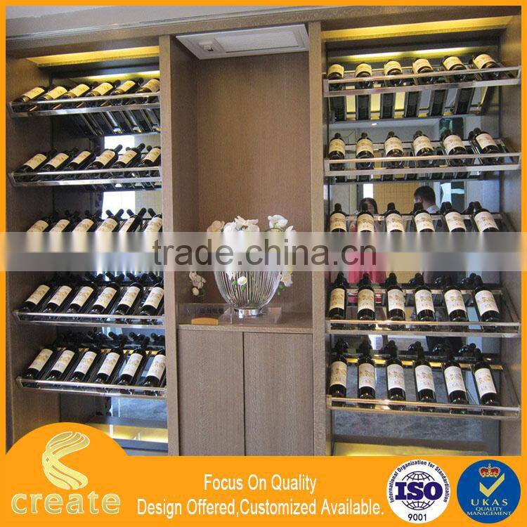 Modern Red wooden design displaying wall showcase for wine stand for home & bar