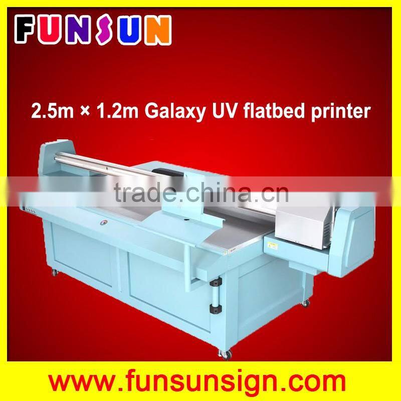 Galaxy UD-2512UFW 2.5 x1.2m uv flatbed printer with white color for Wood ,Glass,Aluminum