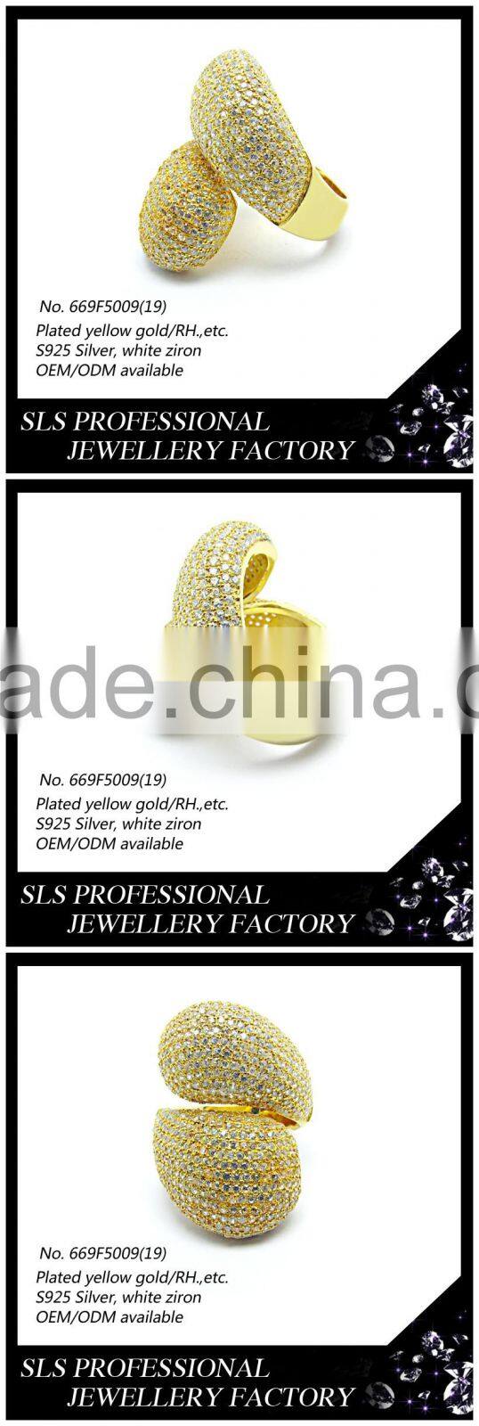 SLS Jewelry different design ring jewelry in 925 silver yellow gold plated white zircon rings for ladies