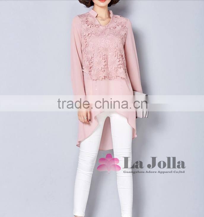 2016 Women Summer lace embroidery maternity wear Casual Loose Irregular Long Sleeve Tops Shirt Blouse