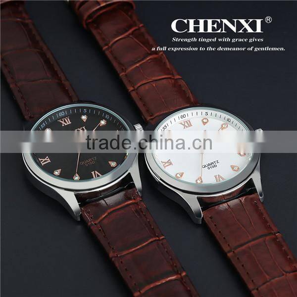 Chenxi Branding Diamond Design Leather Wristwatch Men 2016