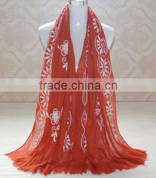 Autumn Winter Korean Fashion 3D Embroidery Design Cotton Scarf Ladies Pashmina Shawl