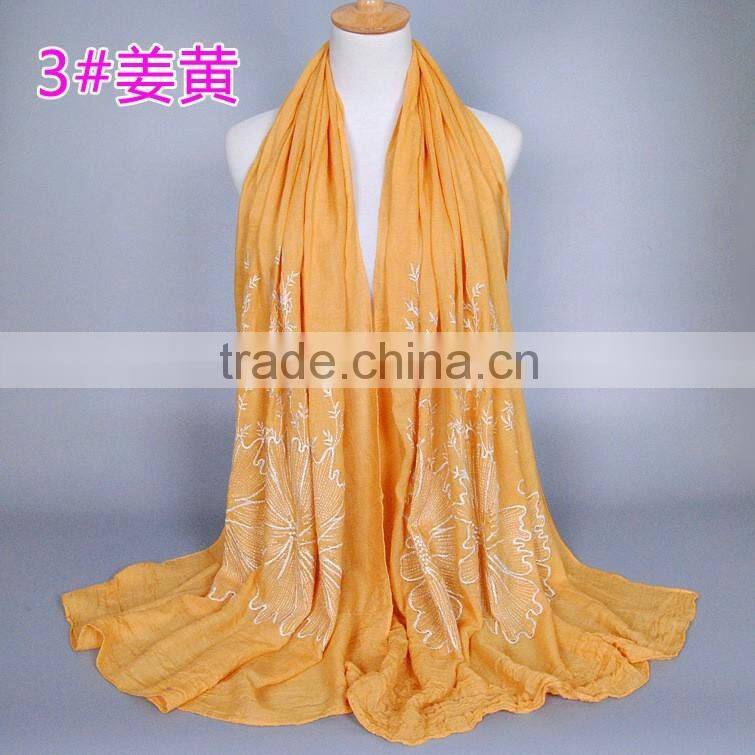 Latest Design Spring Korean Fashion Embroidery Floral Shawl Women Scarf