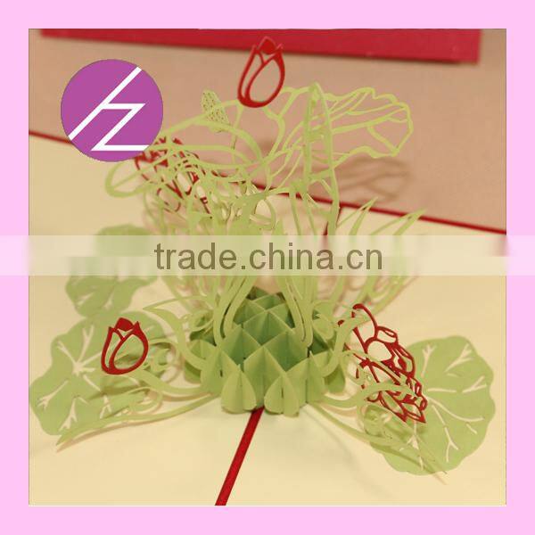 Chinese Style 3D Lotus Paper Craft Invitation Party Card Greeting Card 3D-14