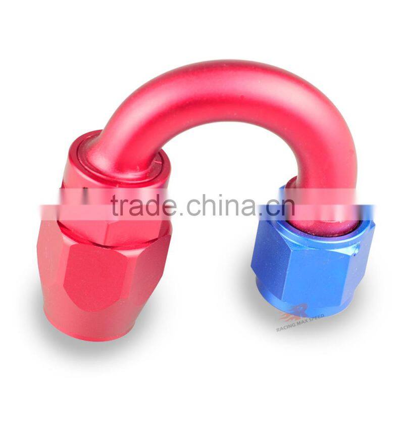 Aluminum oil cooler fitting 180 degree resuable hose end fuel line hose end fitting adaptor blue and red 40-180-10