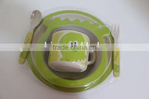 2015 hot selling natural melamine dinner set bamboo fibre kids dinner set
