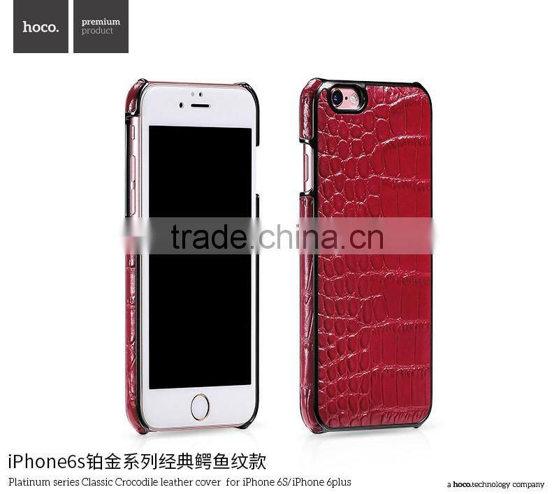 Classic Crocodile Leather Rubber Case for iPhone 6Plus HOCO Real Leather Cover Platinum Series Shell for iPhone 6s Plus MT-5810