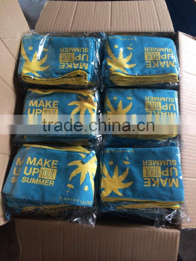 HOT !!! Natural feel allover printing canvas pouch cosmetic bag