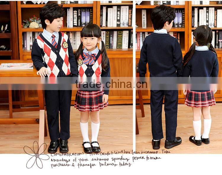 2016 Fashion spring kids school uniforms for sweater korean girls high school uniform wholesale primary school uniform(ulik-006)