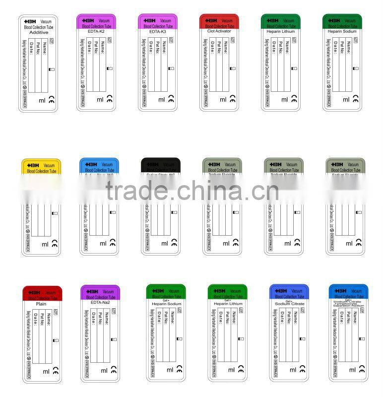 Red vacuum blood collection tubes with clot activator