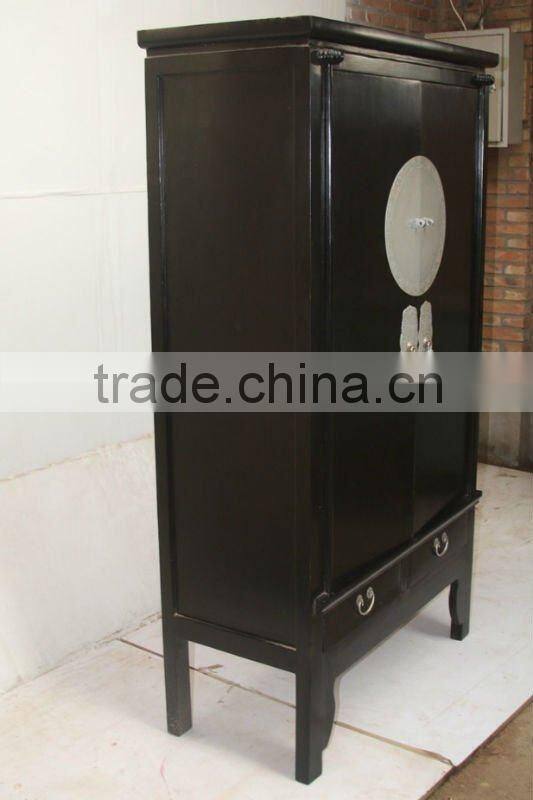 chinese antique black two door two drawer cabinet