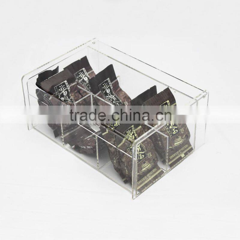 hot sale plexiglass tea bag storage box promotion acrylic tea bag caddy