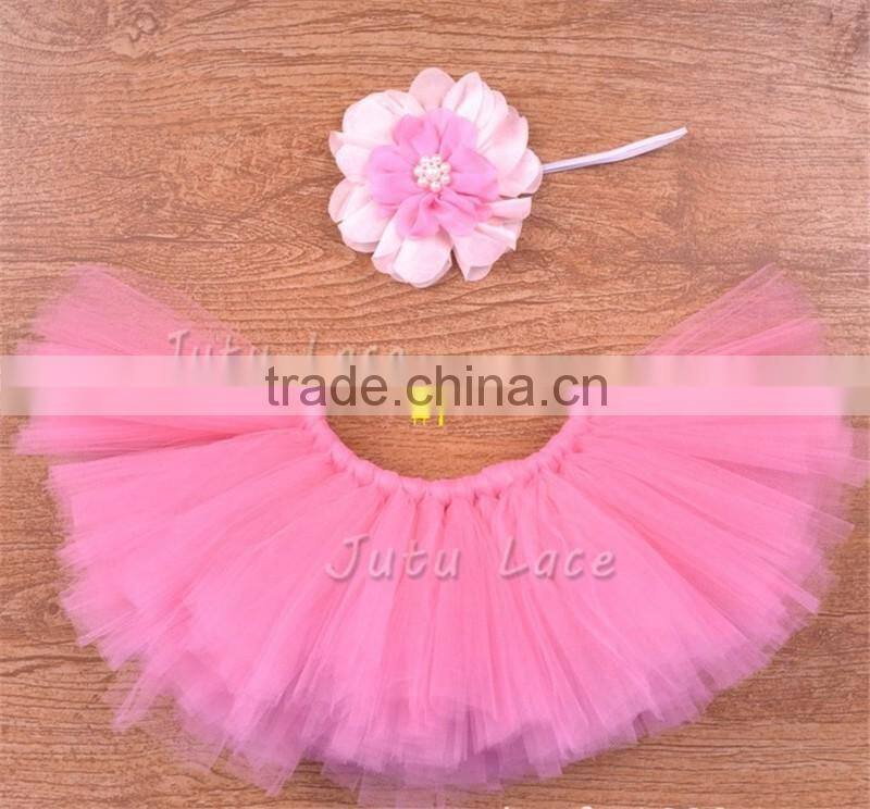 Best Birthday Gift Pink Fluffy Chiffon Flower Tutu Party Baby Kids Picture Skirt Wholesale