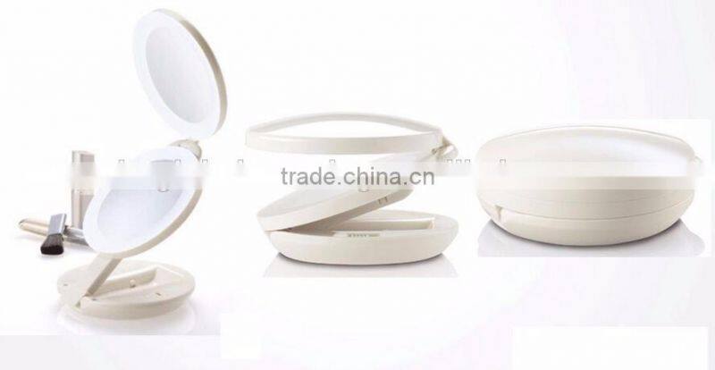 Hot Sale Dual sides folding LED 1x & 10X Magnification Mirror Cosmetic Travel LED Light Magnifying Mirror