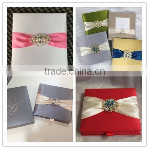 Thailand style white luxury Silk invitation box with beautiful brooch