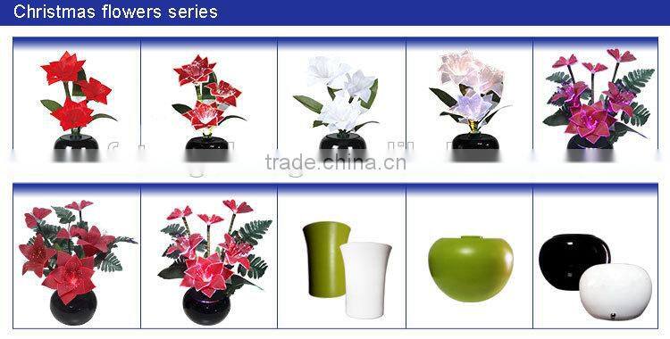 Party supplies color changing optical fiber christmas flower with led