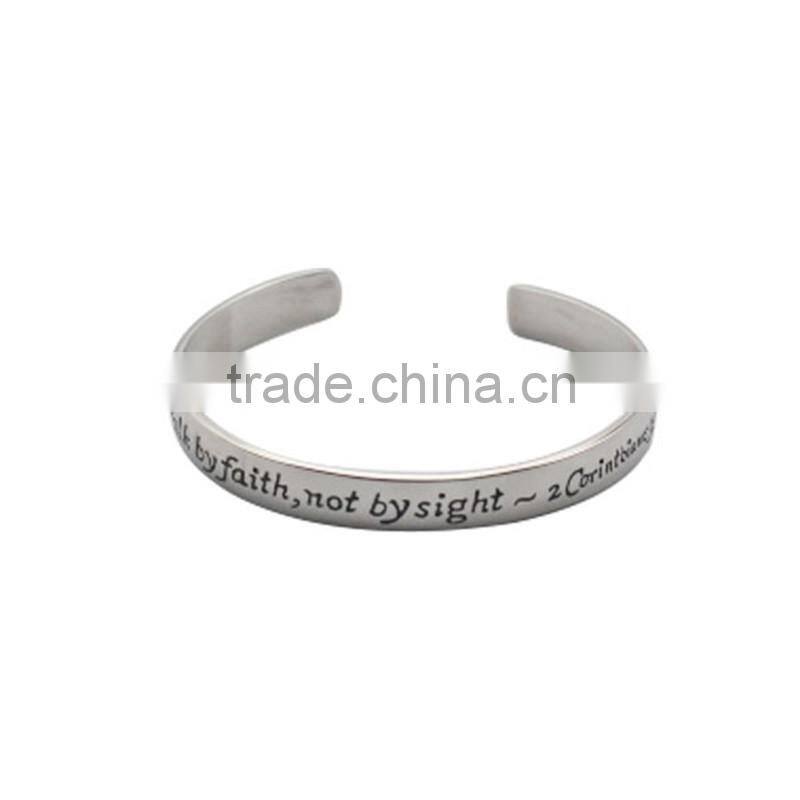 Fashion Friendship Stainless Steel Cuff bracelet bangle with engraved words