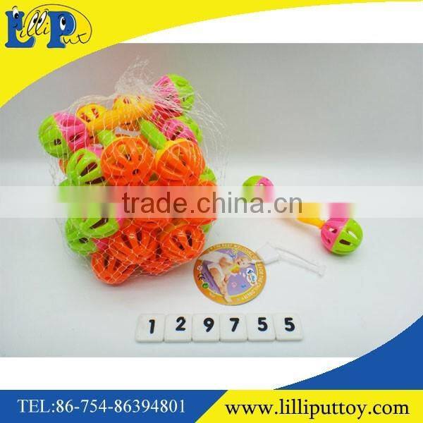 Plastic musical double bell hand baby rattle toys