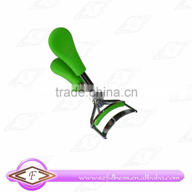 high quality professional eyelash curler with silicon handle and pad in neon color cosmetic eyelash curler