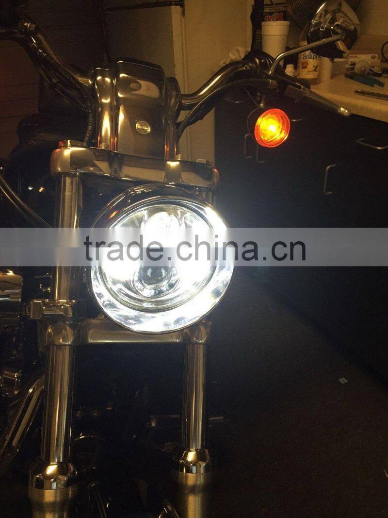 5-3/4" MOTORCYCLE LED Chrome 5.75 PROJECTOR LIKE DAYMAKER HEADLAMP for Harley Davidson