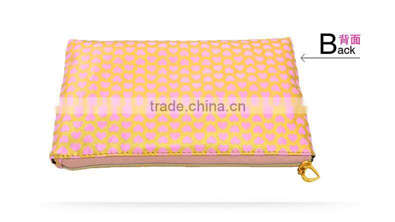 Golden Color With Heart Printing Makeup Brush Bag Case High Capacity