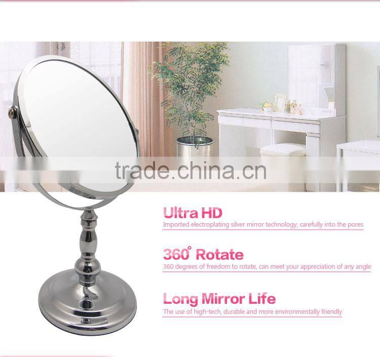 Round metal framed compact vanity mirror
