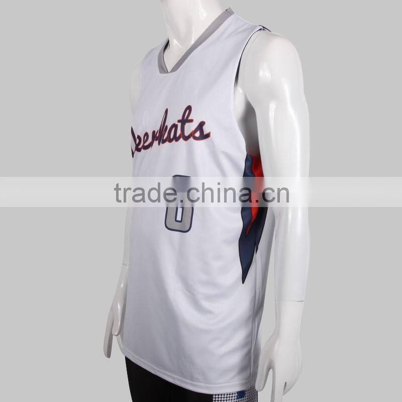 2015 Latest white&blue dri fit custom reversible basketball jersey design