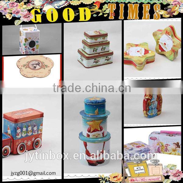 2015 best selling with cute picture square cookie metal tin box
