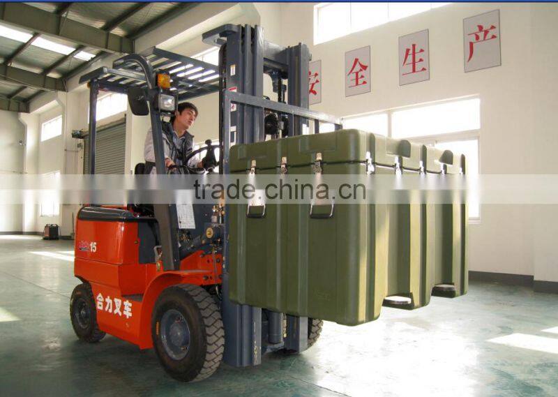 467L big rotomoulded plastic military carrying case, with stainless steel handles