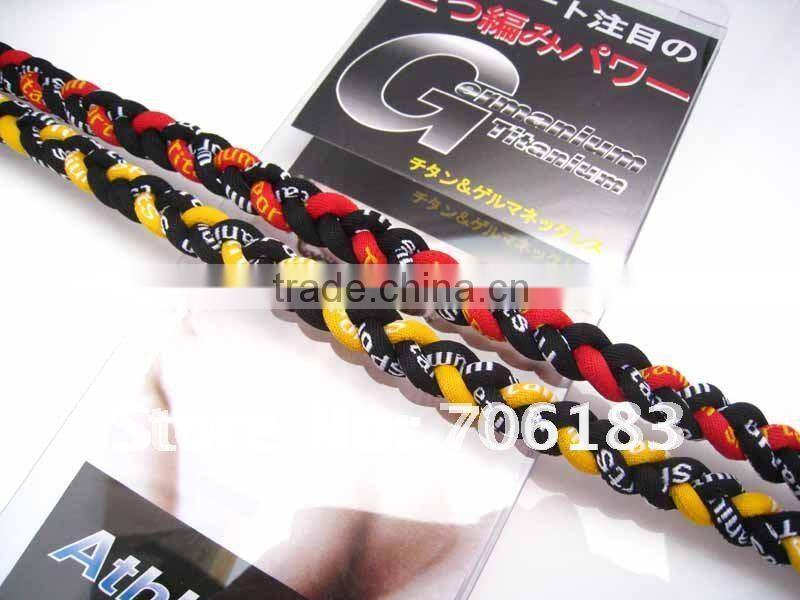 Power Triple Braided Ionic Titanium Balance Sport Baseball Necklace