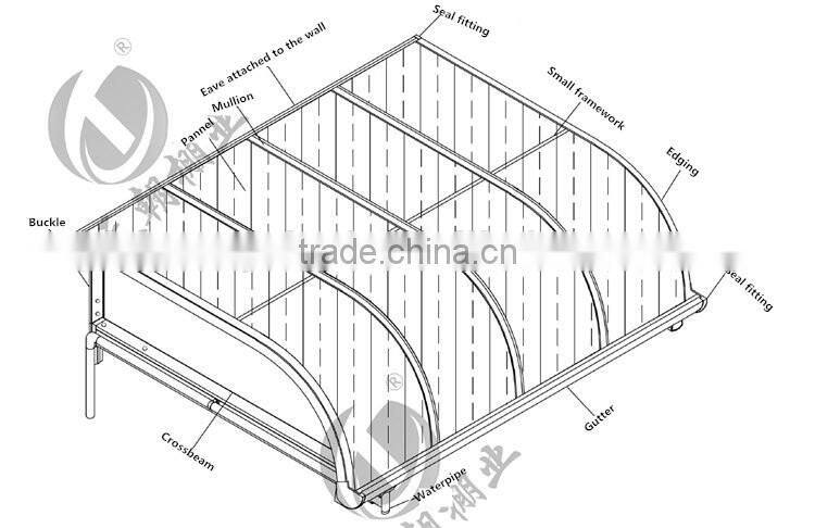 Deck Awning for all weather with polycarbonate sheet