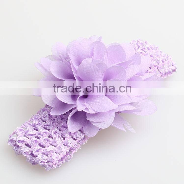Wholesale cute handmade crochet baby headband with Chiffon flower