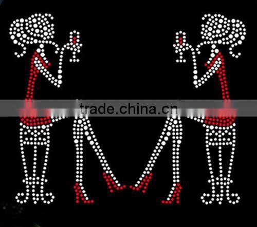 wholesales two drinking girl heat transfer motifs ,rion on hot fix motifs