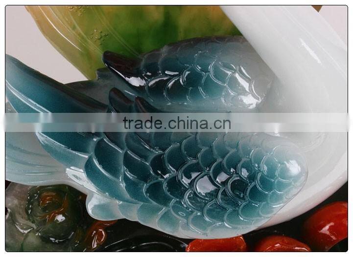 resin statue , lovey decoration with Luckly Swan , Love swan