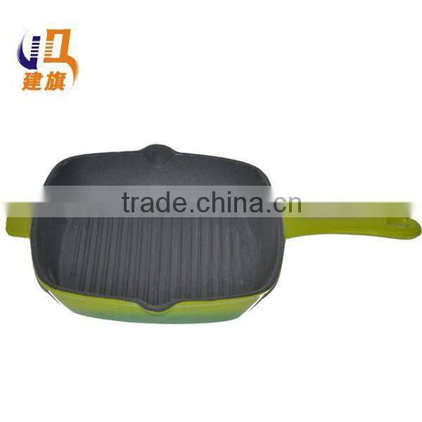 enamel cast iron ribbed skillet