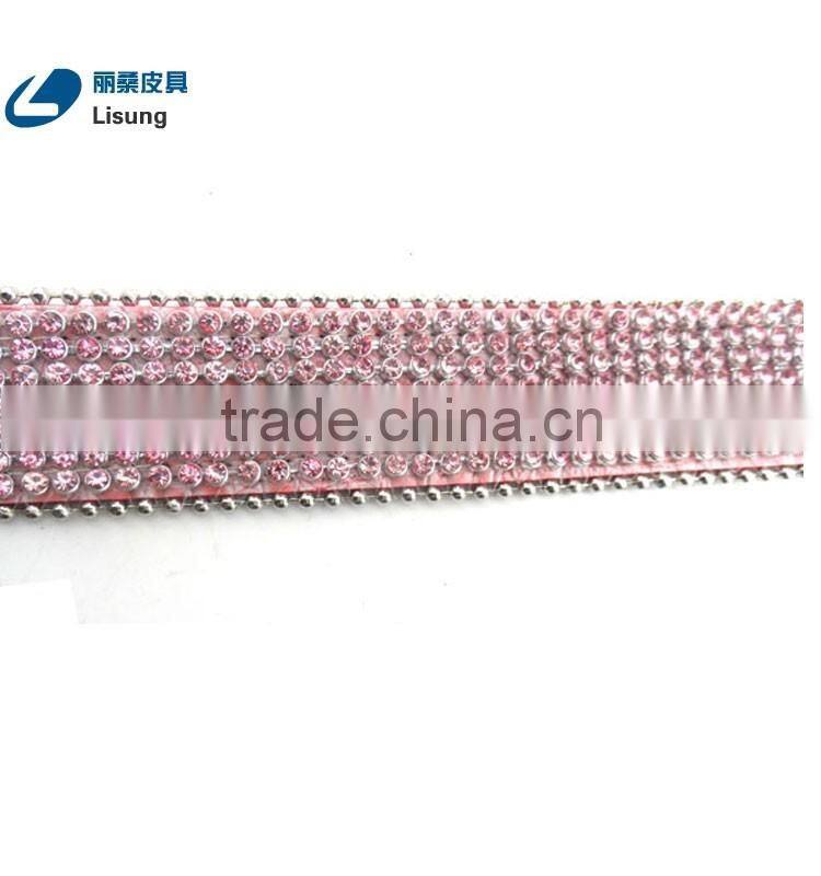 Western Cowgirl Pink Crocodile Leather Rhinestone Diamond Studded Chain Belt