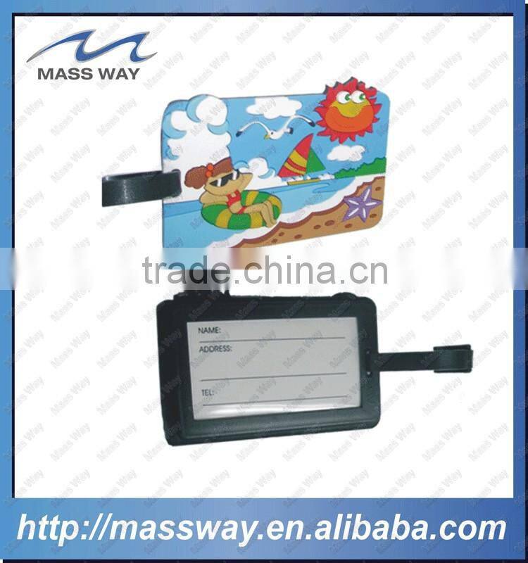 promotion custom cartoon 3D soft PVC rubber luggage tag