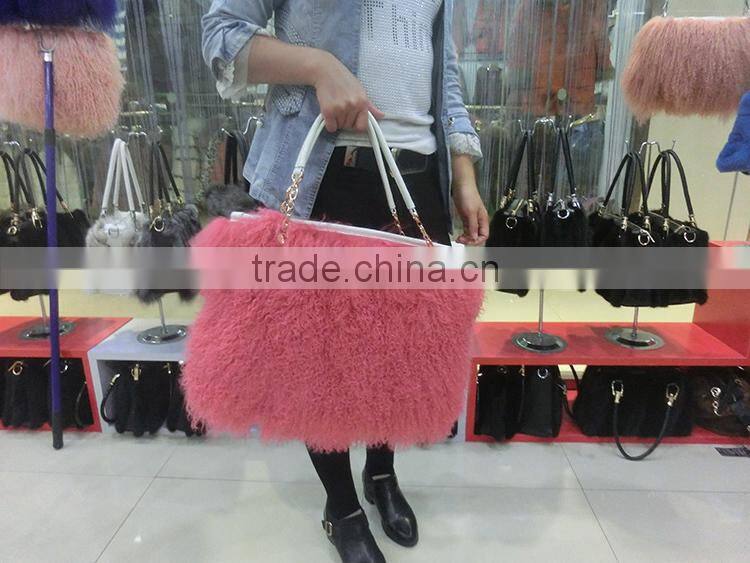 Mongolia Sheep Fur Handbag Genuine Lamb Fur Tote Bags