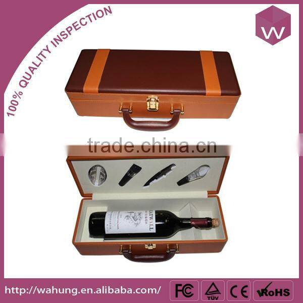 Top Quality Leather Wine Gift Box Custom /Black PU Wine Bottle Box For Sale