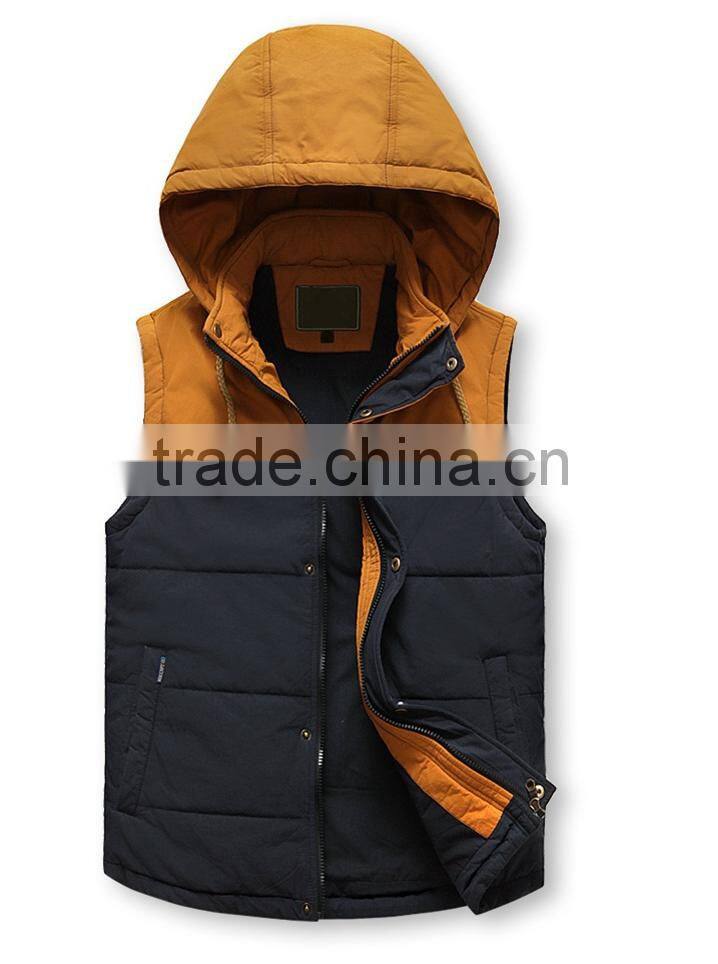 Winter men thick padded vest reversible double-sided thick jacket waistcoat for men