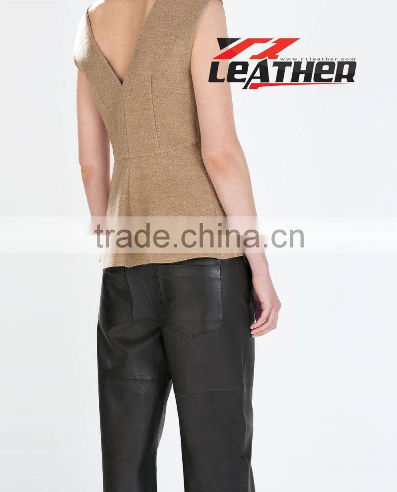 women bell bottom leather pants casual leather pants