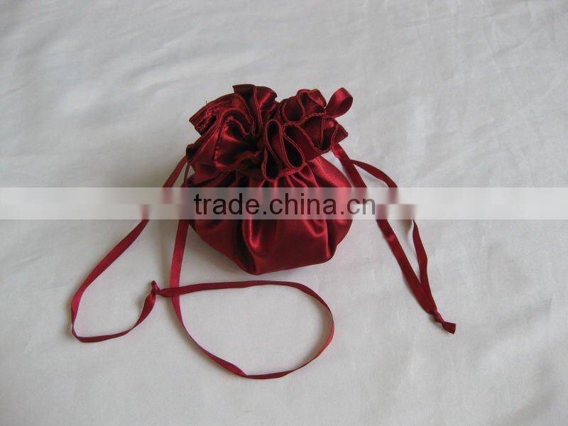 promotional satin mooncake pull up drawstring pouch bag