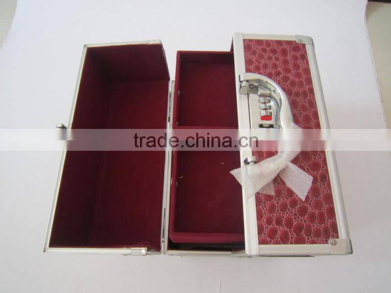 PVC leather panel display cheap portable professional aluminum combination lock cosmetic case