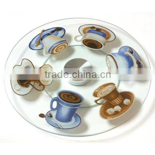 Hot selling customized rotating tempered glass lazy susan