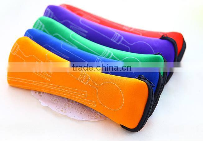 Chopsticks and spoon neoprene storage bag Travel tableware storage bag