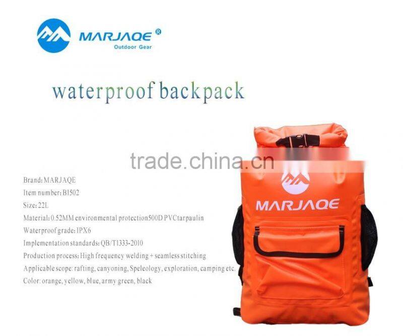 22Liter tarpaulin Waterproof Dry Bag backpack with padded shoulder straps