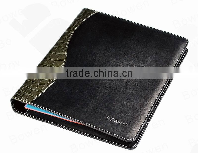 leather folder with 3 ring binder/organized file folder
